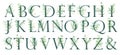 Set of floral alphabets - letters. The letters of the alphabet are dark green, decorated with watercolor herbs, twigs and gypsophi Royalty Free Stock Photo