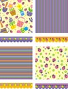 Set of floral backgrounds and borders