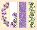 A set of floral bookmarks, flyers with pink flowers, Royalty Free Stock Photo