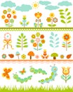 Set of floral design elements Royalty Free Stock Photo