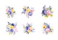 Set of floral branch. Flower pink, yellow and lilac flowers, green and blue leaves. Wedding concept with flowers. Floral Royalty Free Stock Photo