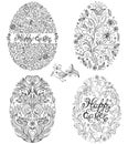 Set of floral easter eggs Royalty Free Stock Photo