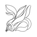 Flower isolate on white background. Black and white vector illustration Royalty Free Stock Photo