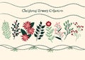 Set of floral elements Merry Christmas, Set hand-drawn elements for your design Royalty Free Stock Photo