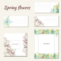 Set of floral frames for text, business cards and banners. Vector illustration of spring flowers Royalty Free Stock Photo