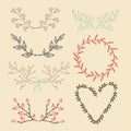 Set of floral graphic elements, laurels Royalty Free Stock Photo