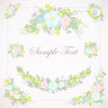 Set of floral illustrations of pastel shades Royalty Free Stock Photo