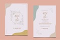 Set of wedding invitation template frames. Sketch wreath. Vector style of plant line art, nature art. wreath Royalty Free Stock Photo