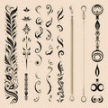 set of floral line divider illustration, black line divider Royalty Free Stock Photo