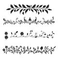 set of floral line divider illustration Royalty Free Stock Photo
