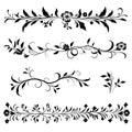set of floral line divider illustration Royalty Free Stock Photo