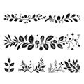 set of floral line divider illustration Royalty Free Stock Photo