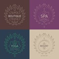 Set of Floral logos template for Beauty salon, Spa center, boutique, cosmetician shop, yoga or fitness class. Elegant vector logo