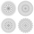 Set of floral mandals, vector illustration Royalty Free Stock Photo