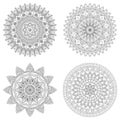 Set of floral mandals, vector illustration Royalty Free Stock Photo