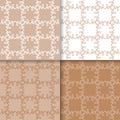 Wallpaper set of brown beige seamless patterns with floral ornaments Royalty Free Stock Photo