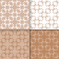 Wallpaper set of brown beige seamless patterns with floral ornaments Royalty Free Stock Photo