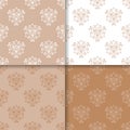 Wallpaper set of brown beige seamless patterns with floral ornaments Royalty Free Stock Photo