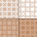 Wallpaper set of brown beige seamless patterns with floral ornaments Royalty Free Stock Photo