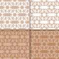 Wallpaper set of brown beige seamless patterns with floral ornaments Royalty Free Stock Photo