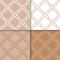 Wallpaper set of brown beige seamless patterns with floral ornaments Royalty Free Stock Photo