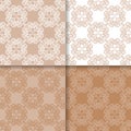 Wallpaper set of brown beige seamless patterns with floral ornaments Royalty Free Stock Photo