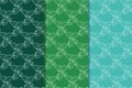 Set of floral ornaments. Green set of vertical seamless patterns Royalty Free Stock Photo