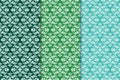 Set of floral ornaments. Green vertical seamless patterns Royalty Free Stock Photo