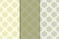 Set of floral ornaments. Olive green vertical seamless patterns Royalty Free Stock Photo