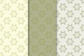 Set of floral ornaments. Olive green vertical seamless patterns Royalty Free Stock Photo