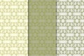 Set of floral ornaments. Olive green vertical seamless patterns Royalty Free Stock Photo