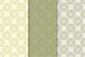 Set of floral ornaments. Olive green vertical seamless patterns Royalty Free Stock Photo