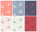 Set of Floral Patterns With hand-drawn flowers