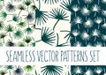 Set of floral patterns with palm tree leafs