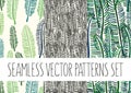 Set of floral patterns with palm tree leafs