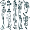 Set of floral and plant tribal tattoos. Vector vignette for labels sticker and other design