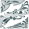 Set of floral and plant tribal tattoos. Vector vignette for labels, sticker and other design