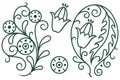 Set of floral and plant tribal tattoos. Vector vignette for labels, sticker and other design