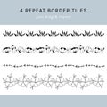 Set of floral repeat borders
