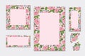 Set of floral rose frames, invitation cards. Vector backgrounds Royalty Free Stock Photo