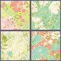 Set of floral seamles patterns.