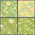 Set of floral seamles patterns.