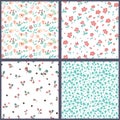 Set of floral seamles patterns.