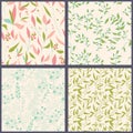 Set of floral seamles patterns.