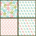 Set of floral seamles patterns.