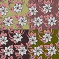 Set of floral seamless background