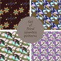 Set of floral seamless patterns Royalty Free Stock Photo