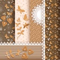 Set floral seamless for scrapbook. Royalty Free Stock Photo