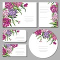 Set with floral templates on white background