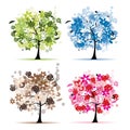 Set of floral trees beautiful for your design Royalty Free Stock Photo